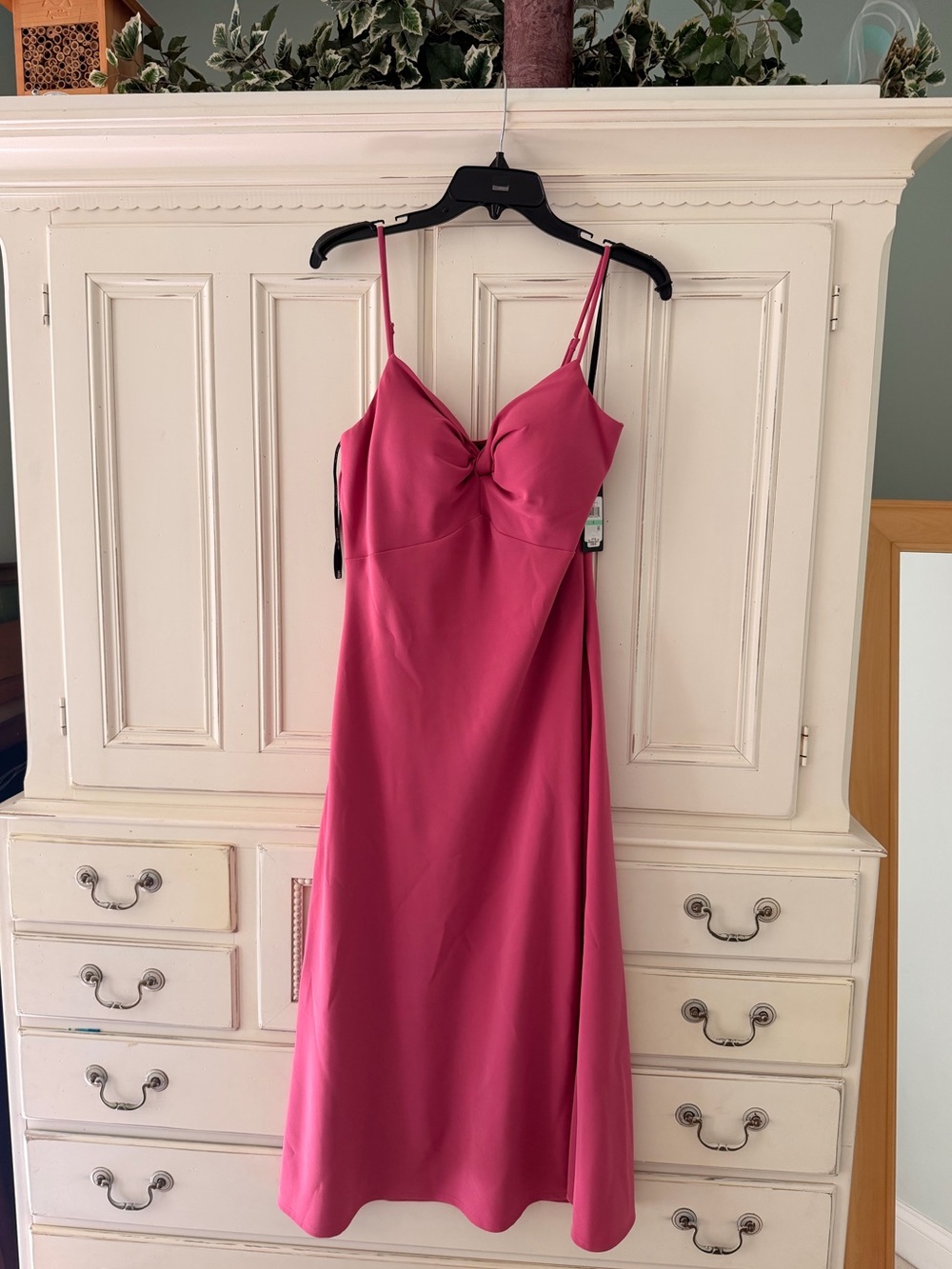 Guess Fuchsia Knot-Front Slip Midi Dress, Size 8